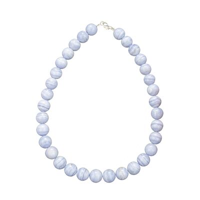 Chalcedony necklace - 14mm ball stones - 39 cm - Silver clasp