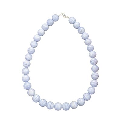 Chalcedony necklace - 14mm ball stones - 48 cm - Gold clasp