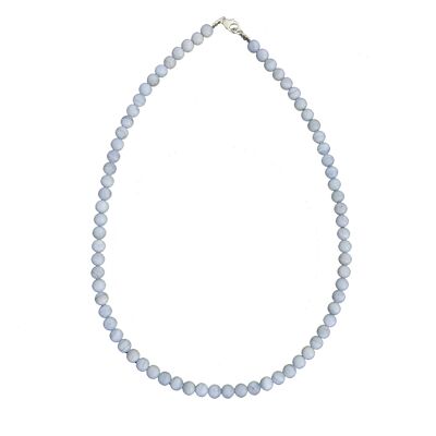 Chalcedony necklace - 6mm ball stones - 39 cm - Silver clasp