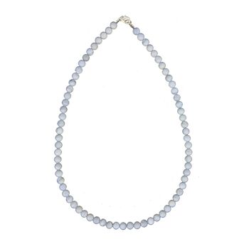 Collier Calcédoine - Pierres boules 6mm - 56 cm- Fermoir or 2