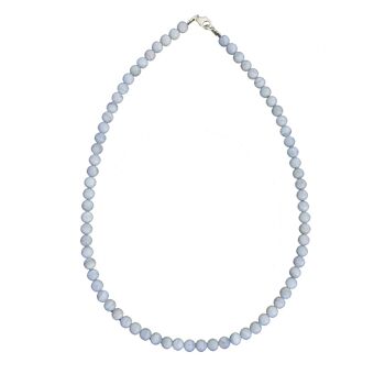 Collier Calcédoine - Pierres boules 6mm - 100 cm- Fermoir argent 1