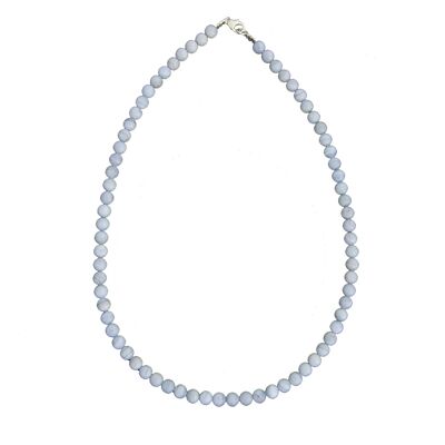 Collier Calcédoine - Pierres boules 6mm - 100 cm- Fermoir argent