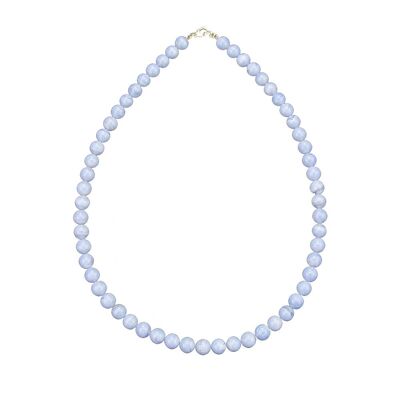 Chalcedony necklace - 8mm ball stones - 39 cm - Silver clasp