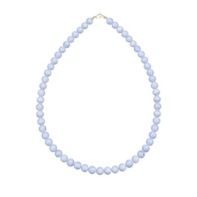 Chalcedony necklace - 8mm ball stones - 42 cm - Silver clasp
