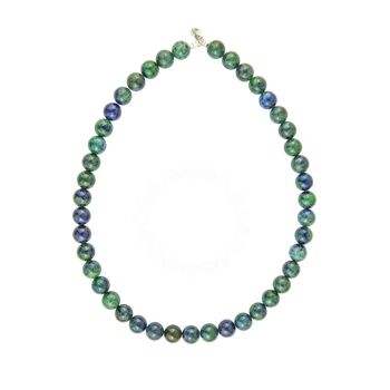 Collier Chrysocolle - Pierres boules 10mm - 39 cm- Fermoir argent 2