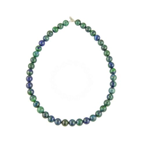 Collier Chrysocolle - Pierres boules 10mm - 42 cm- Fermoir or