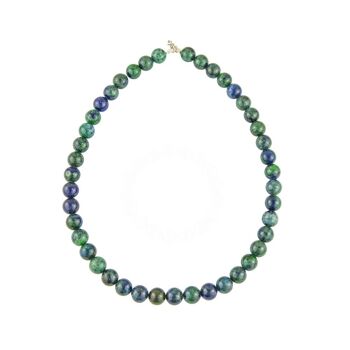 Collier Chrysocolle - Pierres boules 10mm - 48 cm- Fermoir argent 1