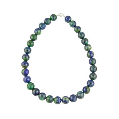 Collier Chrysocolle - Pierres boules 14mm - 39 cm- Fermoir argent