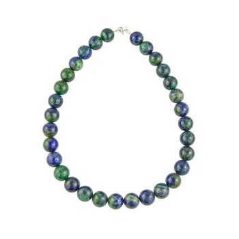 Collier Chrysocolle - Pierres boules 14mm - 39 cm- Fermoir argent 1