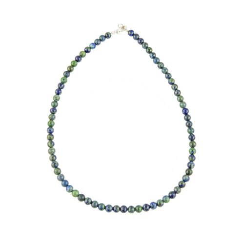 Collier Chrysocolle - Pierres boules 6mm - 39 cm- Fermoir argent