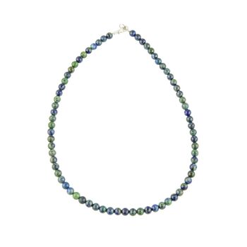 Collier Chrysocolle - Pierres boules 6mm - 48 cm- Fermoir argent 1