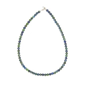 Collier Chrysocolle - Pierres boules 6mm - 48 cm- Fermoir or 2