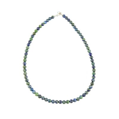 Chrysocolla necklace - 6mm ball stones - 56 cm - Silver clasp