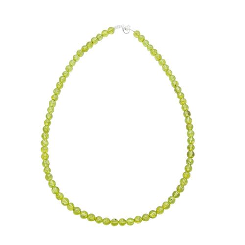 Collier Chrysolite - Pierres boules 6mm - 42 cm- Fermoir or