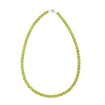 Collier Chrysolite - Pierres boules 6mm - 100 cm- Fermoir or 2