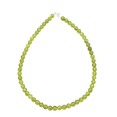 Collier Chrysolite - Pierres boules 8mm - 39 cm- Fermoir or