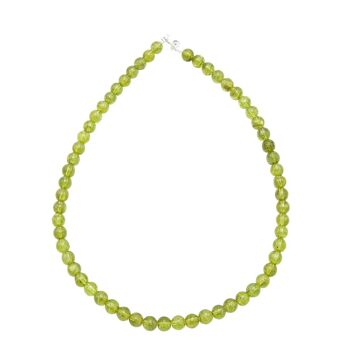 Collier Chrysolite - Pierres boules 8mm - 42 cm- Fermoir or 1