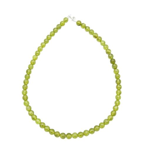 Collier Chrysolite - Pierres boules 8mm - 48 cm- Fermoir or