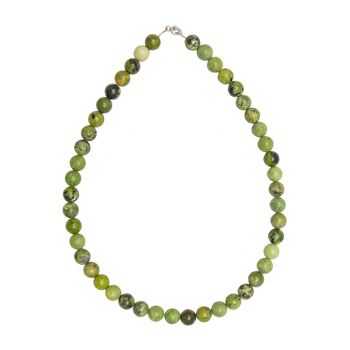 Collier Chrysoprase citron - Pierres boules 10mm - 48 cm- Fermoir argent 2