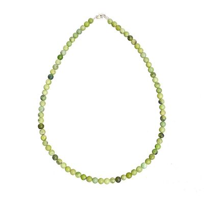 Collier Chrysoprase citron - Pierres boules 6mm - 39 cm- Fermoir argent