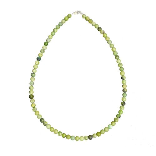 Collier Chrysoprase citron - Pierres boules 6mm - 48 cm- Fermoir argent