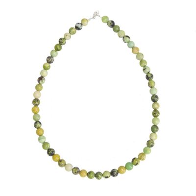 Collier Chrysoprase citron - Pierres boules 8mm - 39 cm- Fermoir or