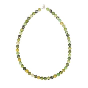 Collier Chrysoprase citron - Pierres boules 8mm - 42 cm- Fermoir or 2