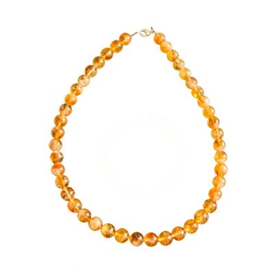 Collier Citrine - Pierres boules 10mm - 39 cm- Fermoir argent