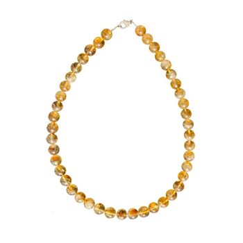 Collier Citrine - Pierres boules 10mm - 42 cm- Fermoir argent 2