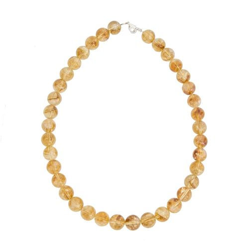 Collier Citrine - Pierres boules 12mm - 39 cm- Fermoir or