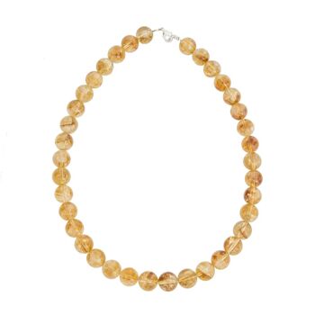 Collier Citrine - Pierres boules 12mm - 42 cm- Fermoir or 1