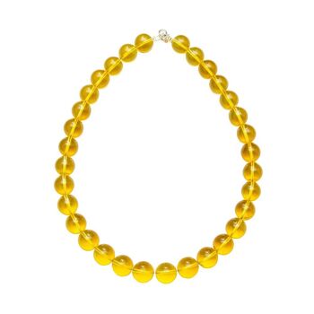 Collier Citrine - Pierres boules 14mm - 78 cm- Fermoir or 1