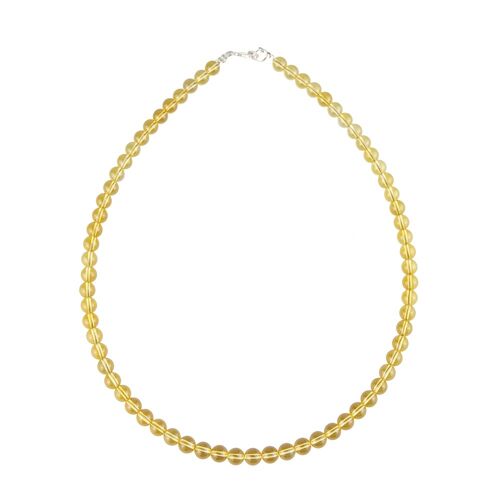 Collier Citrine - Pierres boules 6mm - 39 cm- Fermoir argent