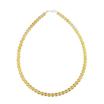 Collier Citrine - Pierres boules 6mm - 56 cm- Fermoir argent 1