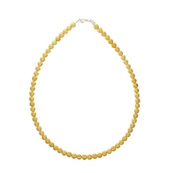 Collier Citrine - Pierres boules 6mm - 56 cm- Fermoir argent 2