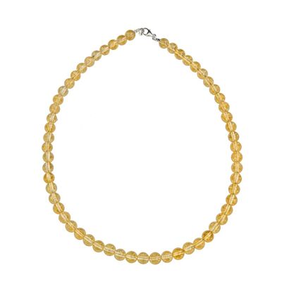 Collier Citrine - Pierres boules 8mm - 39 cm- Fermoir argent