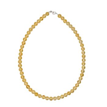 Collier Citrine - Pierres boules 8mm - 56 cm- Fermoir argent 2