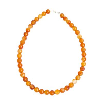 Carnelian necklace - 10mm ball stones - 42 cm - Silver clasp