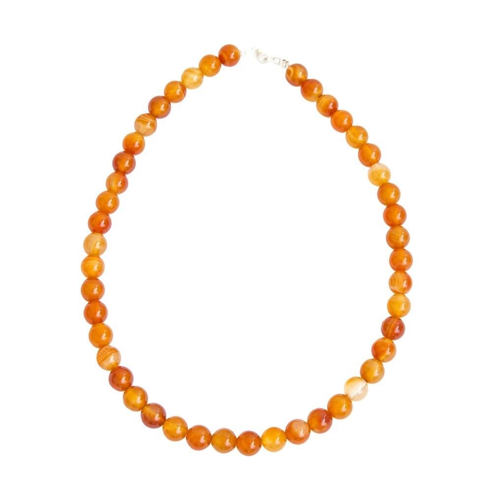 Carnelian necklace - 10mm ball stones - 56 cm - Silver clasp