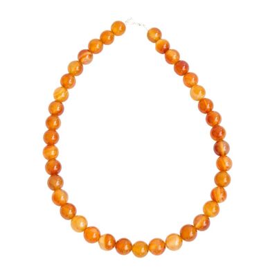 Carnelian necklace - 12mm ball stones - 39 cm - Silver clasp