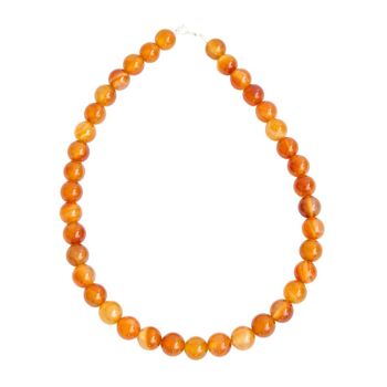 Collier Cornaline - Pierres boules 12mm - 78 cm- Fermoir or 1