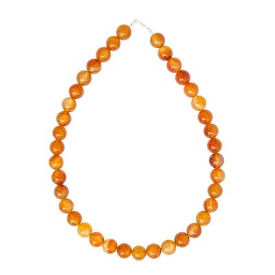 Carnelian necklace - 12mm ball stones - 100 cm - Silver clasp