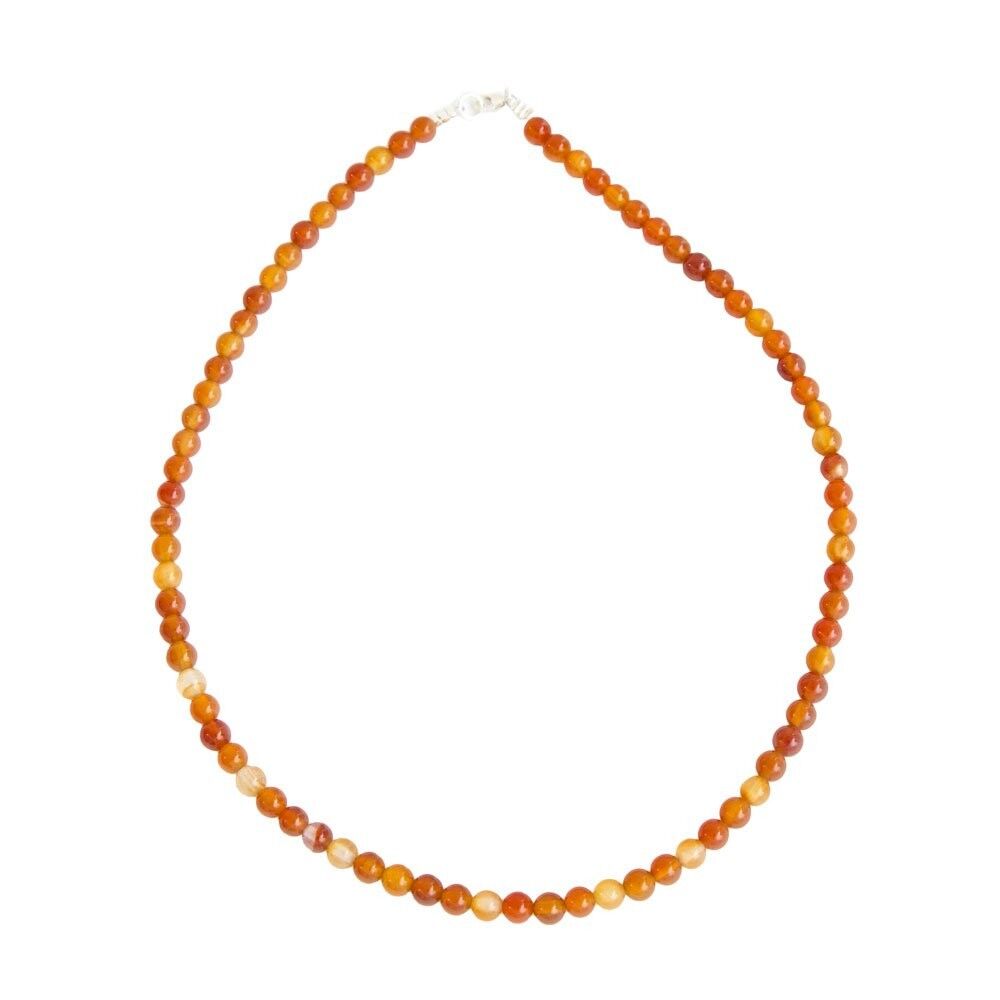 Karneol-Halskette - 6 mm Kugelsteine - 42 cm - Goldverschluss