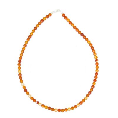 Collier Cornaline - Pierres boules 6mm - 100 cm- Fermoir or