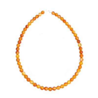 Carnelian necklace - 8mm ball stones - 100 cm - Silver clasp