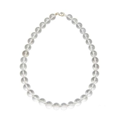 Collar cristal de roca - Piedras bola 12mm - 39 cm - Cierre plata