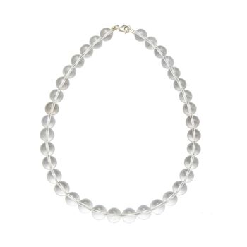 Collier Cristal de roche - Pierres boules 12mm - 39 cm- Fermoir argent 1