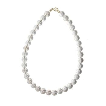 Collier Cristal de roche - Pierres boules 12mm - 39 cm- Fermoir or 2