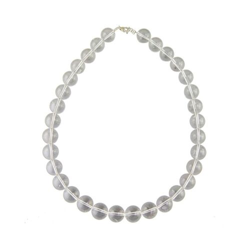 Collier Cristal de roche - Pierres boules 14mm - 39 cm- Fermoir argent