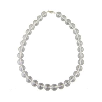 Collier Cristal de roche - Pierres boules 14mm - 39 cm- Fermoir argent 1